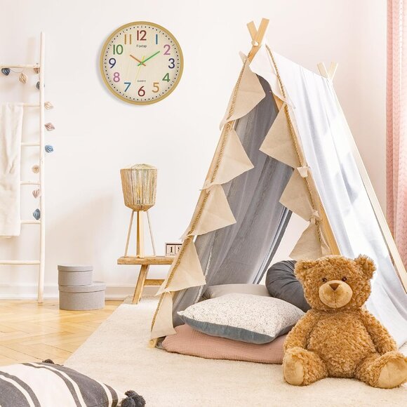 14 Inch Kids Wall Clock Silent Non-Ticking Battery Operated Colorful Childrens W - Picture 5 of 9